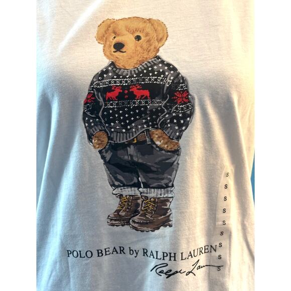 NWT POLO Ralph Lauren Hoodie Shirt White Bear in Holiday Sweater Cotton $85 S - Picture 3 of 9
